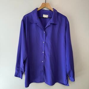 Jaclyn Smith Plus Women's Long Sleeve Button Blouse Purple Size 24W